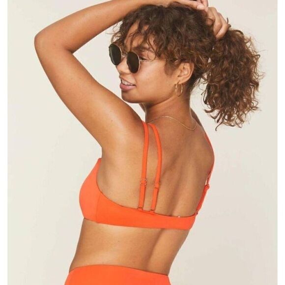 🐿️ NWT Andie Swim The Rockaway Bikini Top In Sire Orange Size XL - Picture 2 of 6